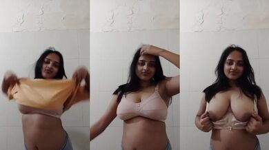 Chubby girl striptease topless video making for lover