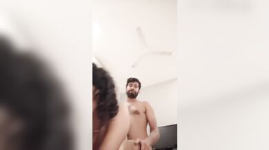 Curly hair girlfriend doggy sex MMS with boyfriend