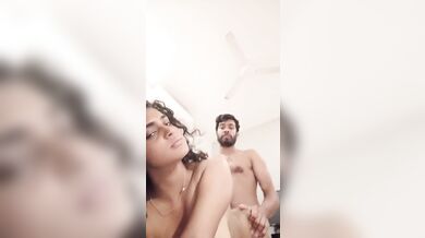 Curly hair girlfriend doggy sex MMS with boyfriend