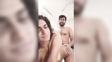 Curly hair girlfriend doggy sex MMS with boyfriend