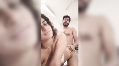 Curly hair girlfriend doggy sex MMS with boyfriend