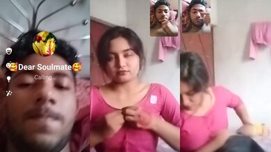 Young Bangladeshi hijab girlfriend boobs show on video call