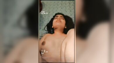 Beautiful girlfriend half naked romance and blowjob