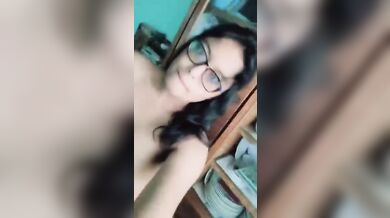 Bangladeshi chasmish girl in glasses shows huge boobs