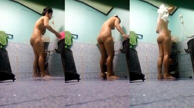 Sister naked wet bath caught on cam by horny brother