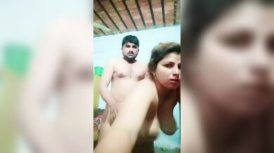 Moaning sex video of horny couple in standing position