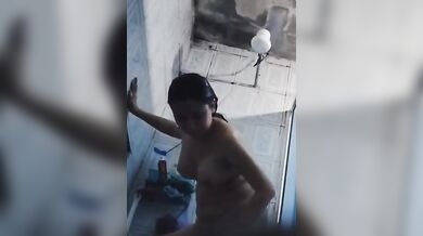 Village sis shower bath caught on camera by horny brother