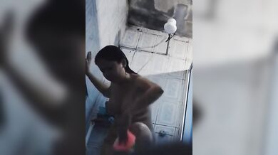 Village sis shower bath caught on camera by horny brother