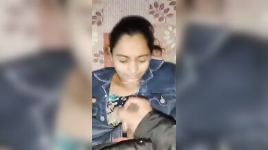 Cute girl receiving cum shot with erotic talking