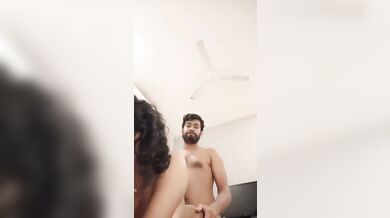 Curly hair Indian girl blowjob and xxx doggy sex
