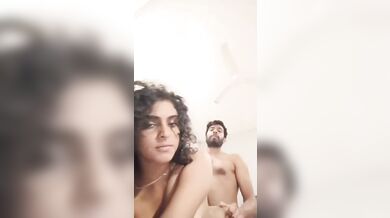 Curly hair Indian girl blowjob and xxx doggy sex