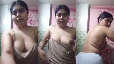 Chubby bhabhi before bathing shows round boobs