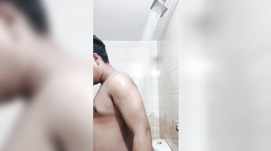 Wife riding erect dick of husband and bathing together